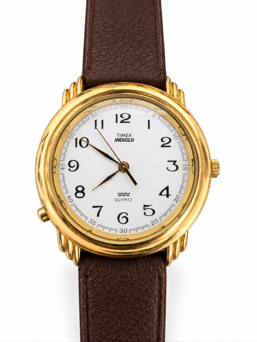 Vintage 1996 Timex INDIGLO Quartz Gold-Tone Watch • Leather • By Jonathan JP